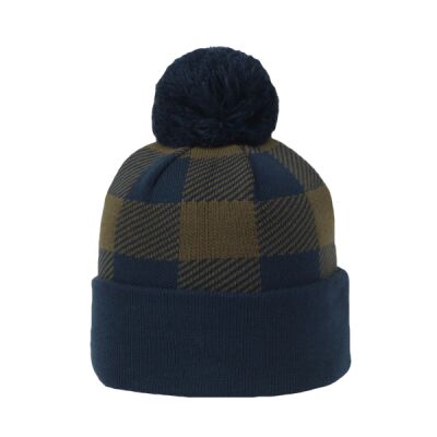Plaid Watch Cap with Pom Thumbnail
