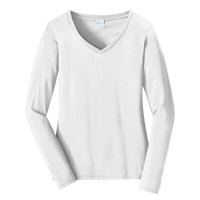 Ladies Long Sleeve Fan Favorite V Neck Tee Thumbnail